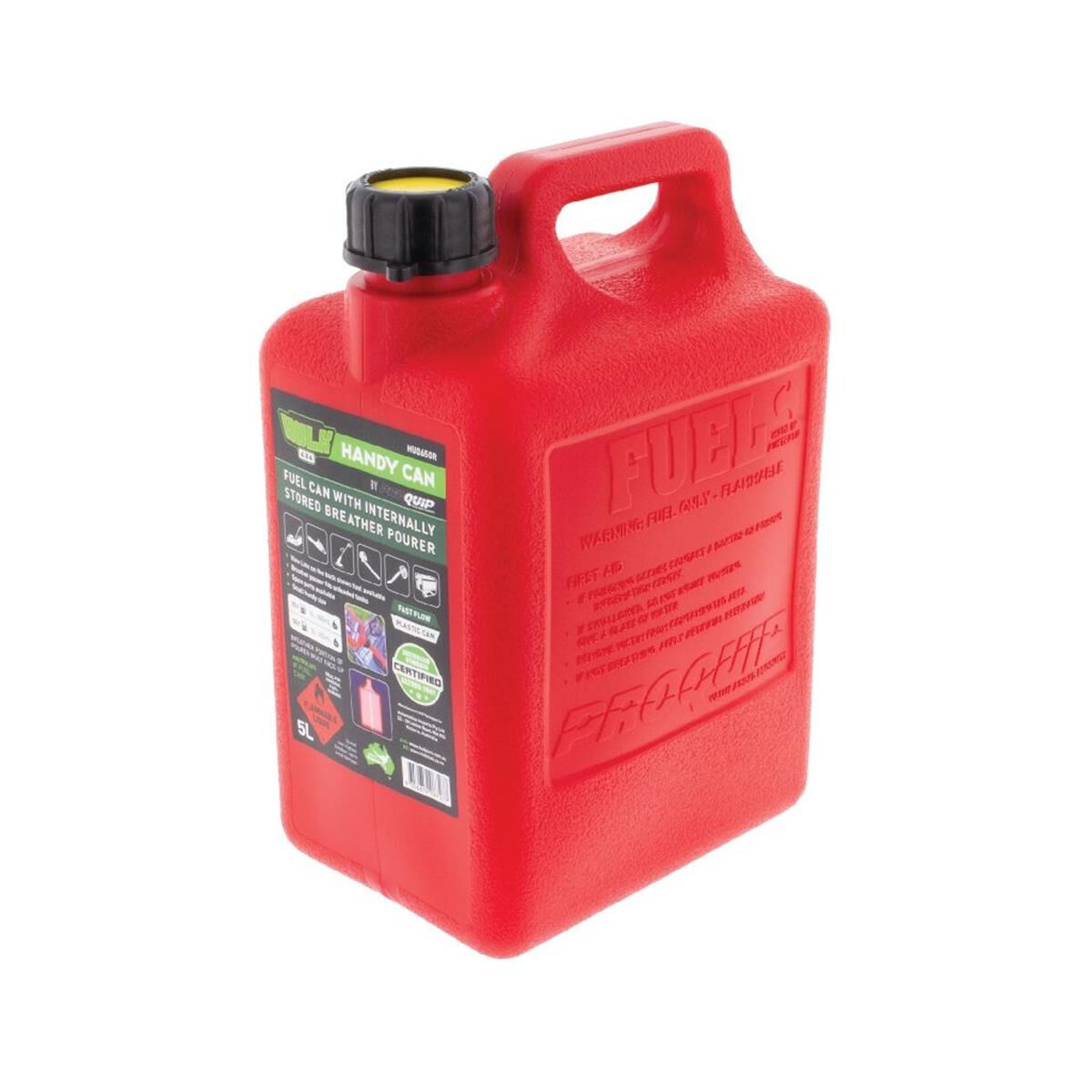 5LT PLASTIC HANDY FUEL CAN RED WITH POURER ALL TYPE OF FUEL, , scanz_hi-res