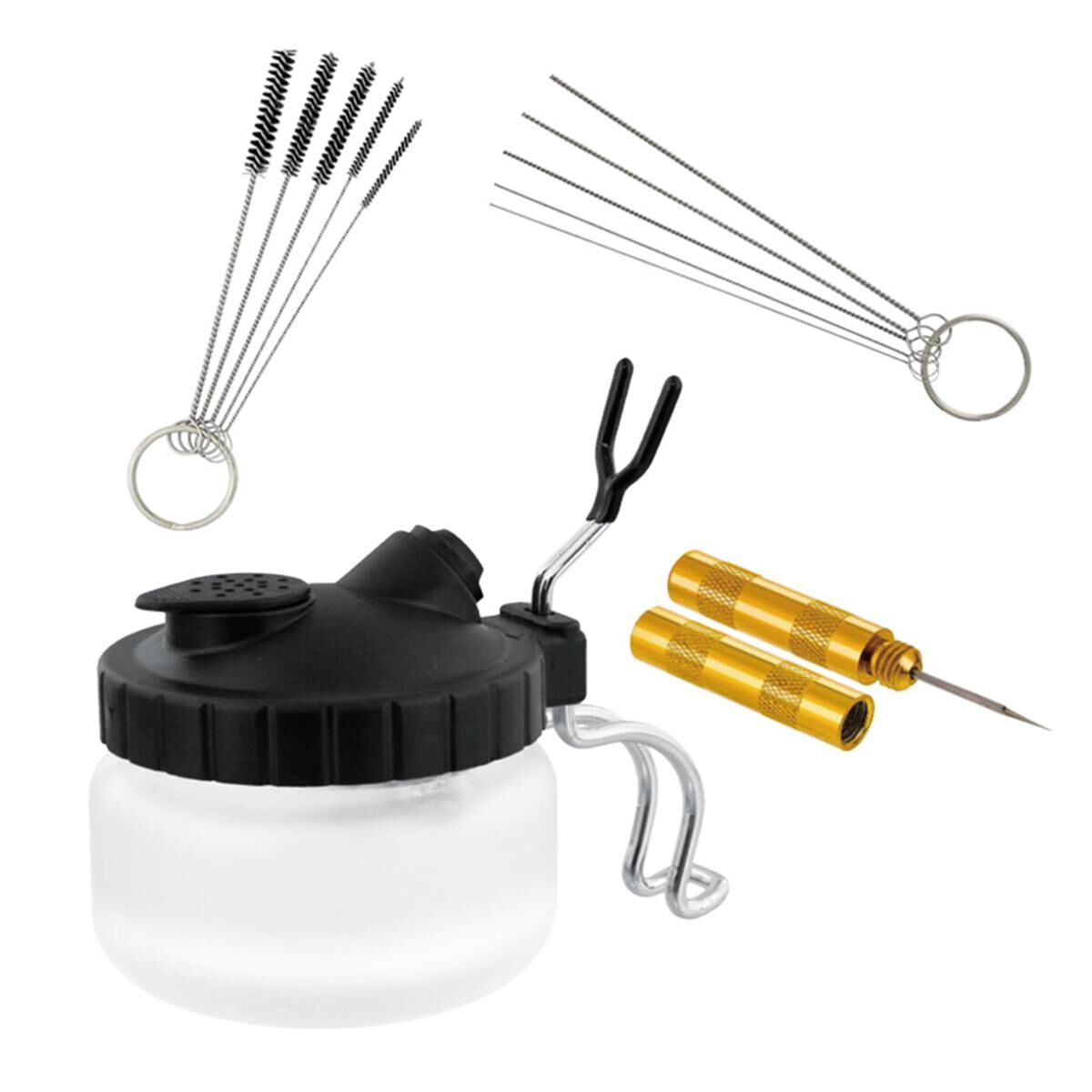 FORMULA AIRBRUSH CLEANING SET WITH SPRAY OUT POT AND BRUSHES, , scanz_hi-res
