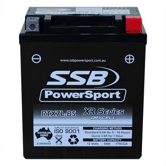 MOTORCYCLE AND POWERSPORTS BATTERY (YTX7L-BS) AGM 12V 6AH 175CCA BY SSB HIGH PERFORMANCE, , scanz_hi-res