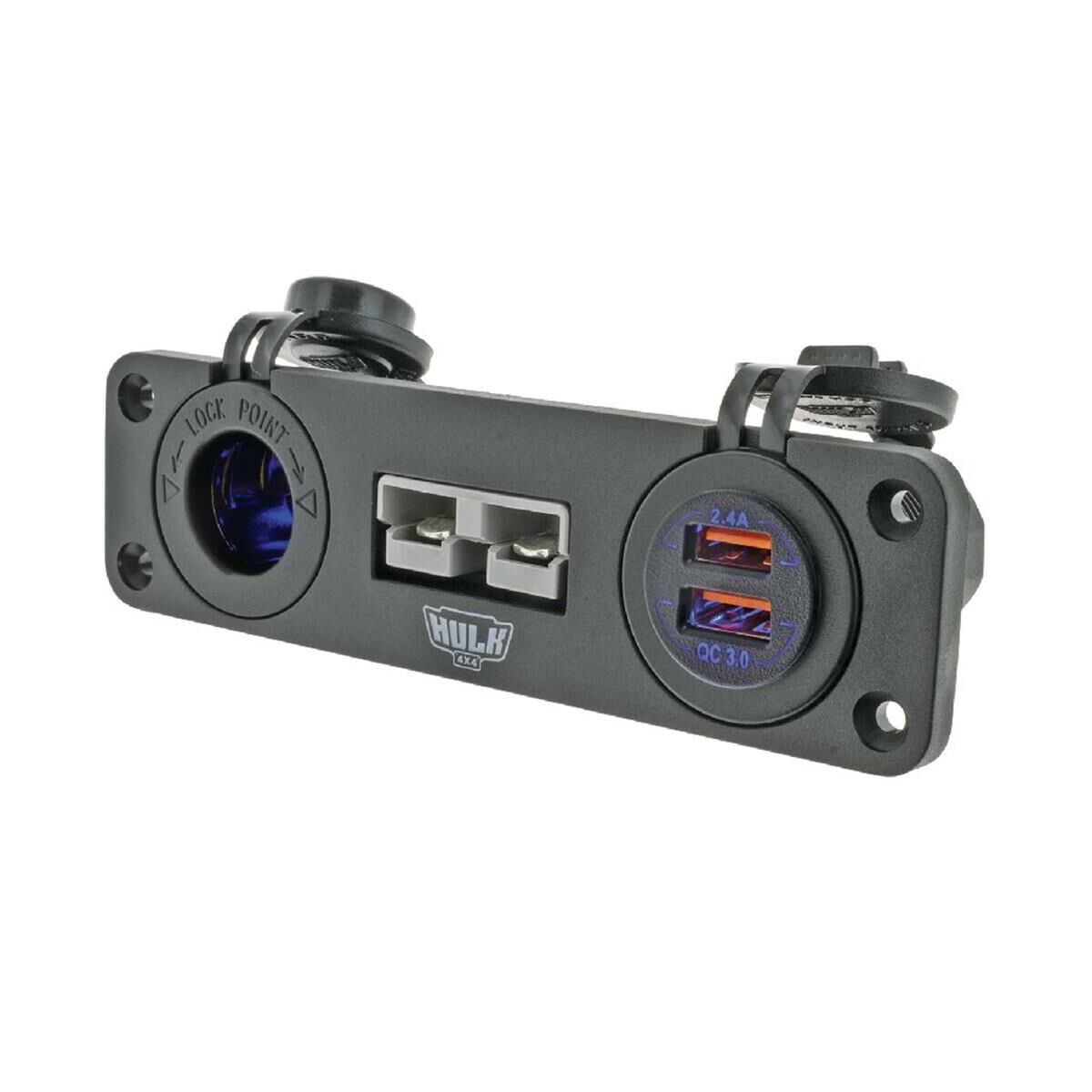TRIPLE FLUSH MOUNT HOUSING 50a ANDO STYLE PLUG ACC SOCKET  & TWIN USB           HULK 4x4, , scanz_hi-res
