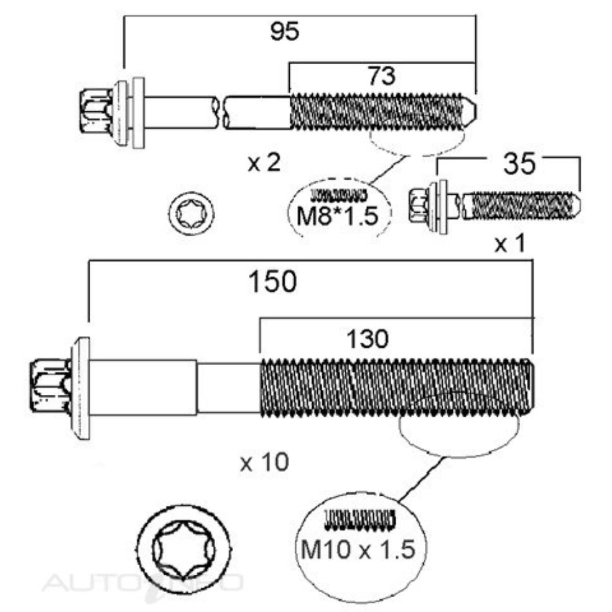 HEAD BOLT SET MINI N12B16, , scanz_hi-res