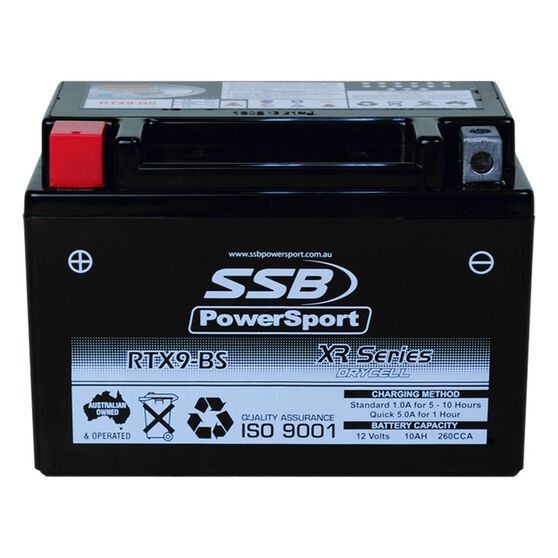 MOTORCYCLE AND POWERSPORTS BATTERY (YTX9-BS) AGM 12V 10AH 260CCA BY SSB HIGH PERFORMANCE, , scanz_hi-res
