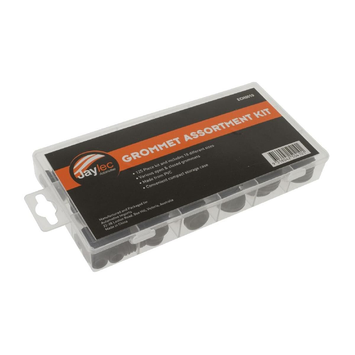 GROMMET ASSORTMENT KIT 125 PCE 18 SIZES OPEN & CLOSED PVC INC CASE JAYLEC, , scanz_hi-res