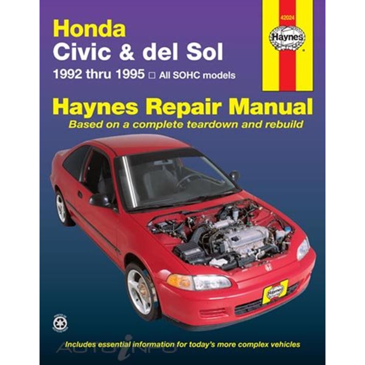 HONDA CIVIC AND DEL SOL HAYNES REPAIR MANUAL COVERING 1992 THRU 1995 MODELS, , scanz_hi-res
