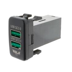 DUAL USB SOCKET QC3 OE RPL T/S EARLY TOYOTA GREEN LED 40 x 22mm, , scanz_hi-res