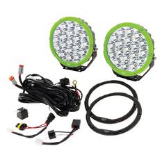 PKT 2 7" RND LED DRIVING LAMP KIT 9-36V 106W 19 LEDs GREEN & BLACK 11,000Lmns, , scanz_hi-res