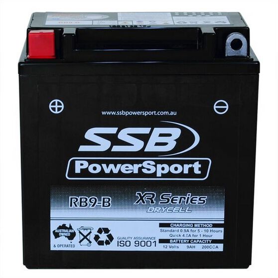 MOTORCYCLE AND POWERSPORTS BATTERY (YB9-B) AGM 12V 9AH 200CCA BY SSB HIGH PERFORMANCE, , scanz_hi-res