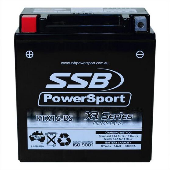 MOTORCYCLE AND POWERSPORTS BATTERY (YTX16-BS) AGM 12V 14AH 340CCA BY SSB HIGH PERFORMANCE, , scanz_hi-res