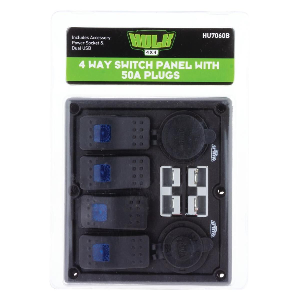 4 WAY SWITCH PANEL WITH 50A PLUGS ACC POWER SOCKET & USB, , scanz_hi-res