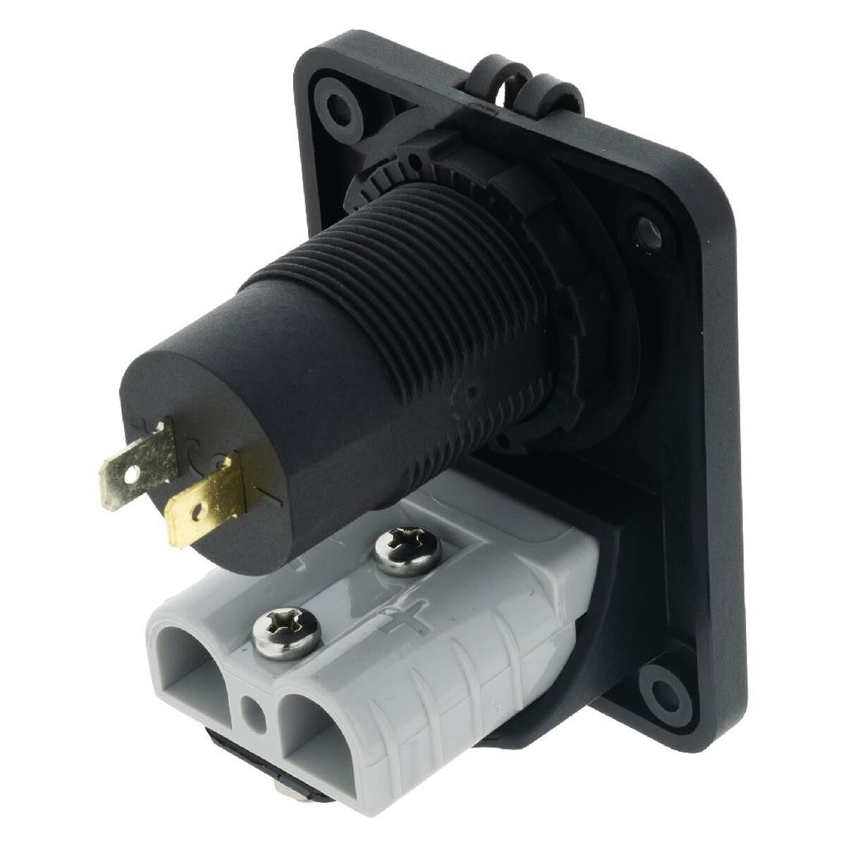 DOUBLE FLUSH MOUNT HOUSING 50amp ANDERSON STYLE PLUG & USB SOCKET BLU LED, , scanz_hi-res