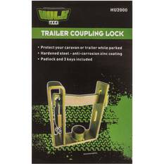 HULK TRAILER COUPLING LOCK INCLUDES PADLOCK & KEYS 190mmH X 145mm W 3mm, , scanz_hi-res