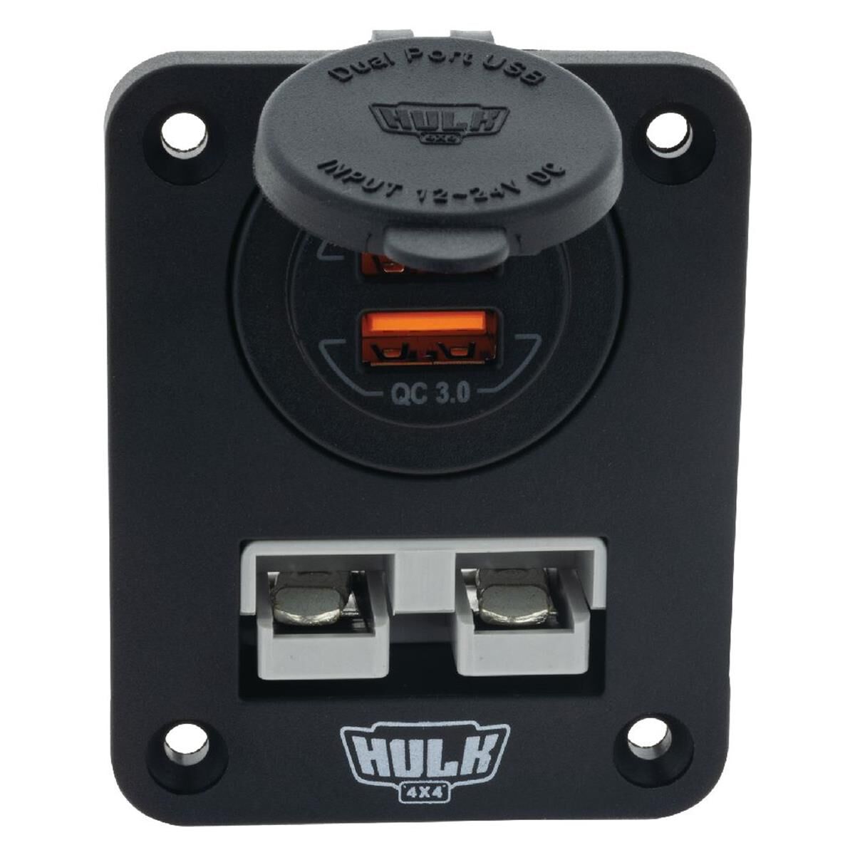 DOUBLE FLUSH MOUNT HOUSING 50amp ANDERSON STYLE PLUG & USB SOCKET BLU LED, , scanz_hi-res
