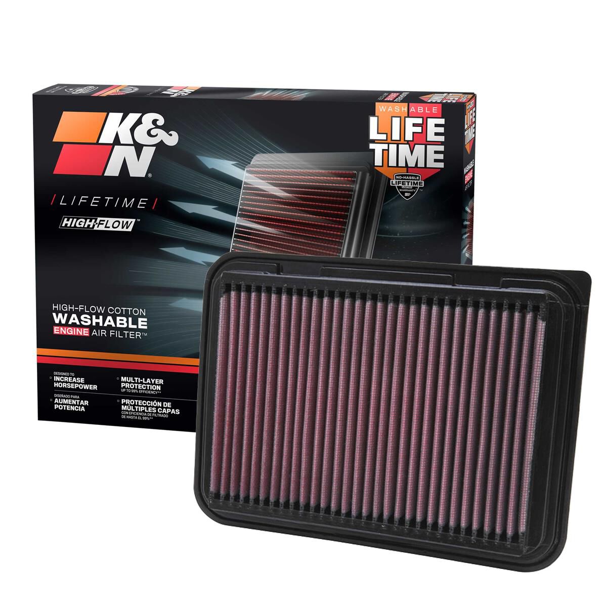 K&N HI-FLOW AIR FILTER - REUSABLE, , scanz_hi-res