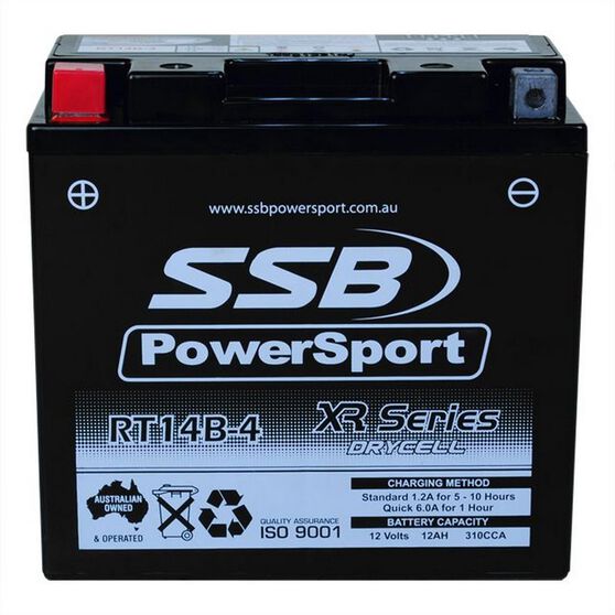 MOTORCYCLE AND POWERSPORTS BATTERY (YT14B-4) AGM 12V 1.2AH 310CCA BY SSB HIGH PERFORMANCE, , scanz_hi-res