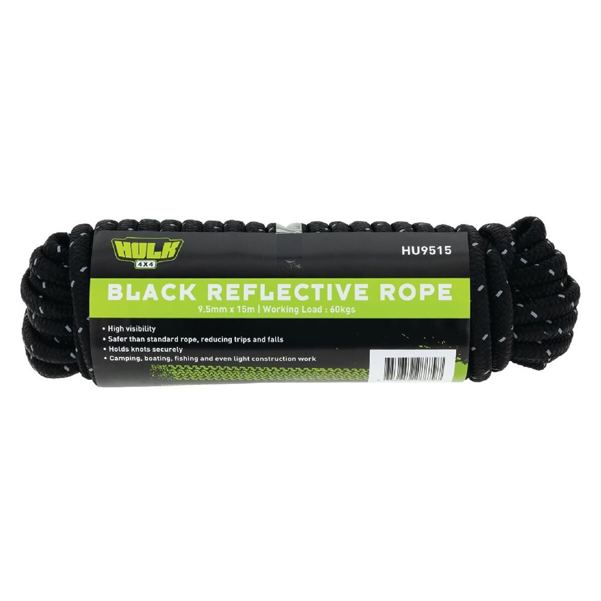 REFLECTIVE ROPE 15 METRES BLACK 60KGS WORKING LOAD, , scanz_hi-res