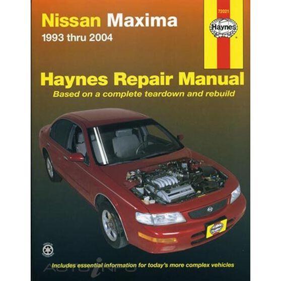 NISSAN MAXIMA HAYNES REPAIR MANUAL FOR 1993 THRU 2008 MODELS (DOES NOT INCLUDE INFORMATION SPECIFIC TO DUAL OVERHEAD CAM (DOHC) ENGINE IN 1993 & 1994 SE MODELS), , scanz_hi-res
