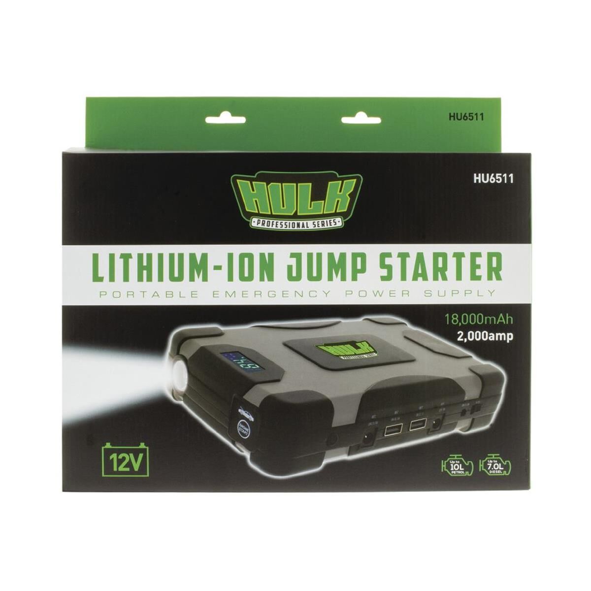 LITHIUM-COBALT JUMP STARTER 18,000mAh W/LED DISPLY, CARRY CASE, FLASH LIGHT, 12V PWR SUP, , scanz_hi-res