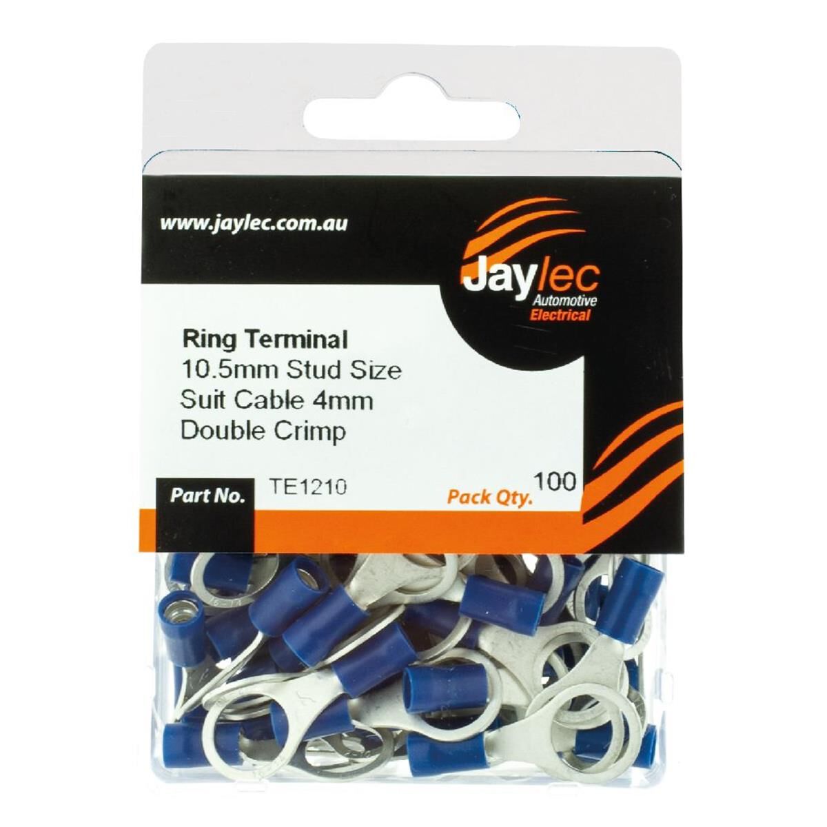 PKT 100 RING TERMINAL 10mm INSUL PVC DOULBE CRIMP  BLUE        JAYLEC, , scanz_hi-res