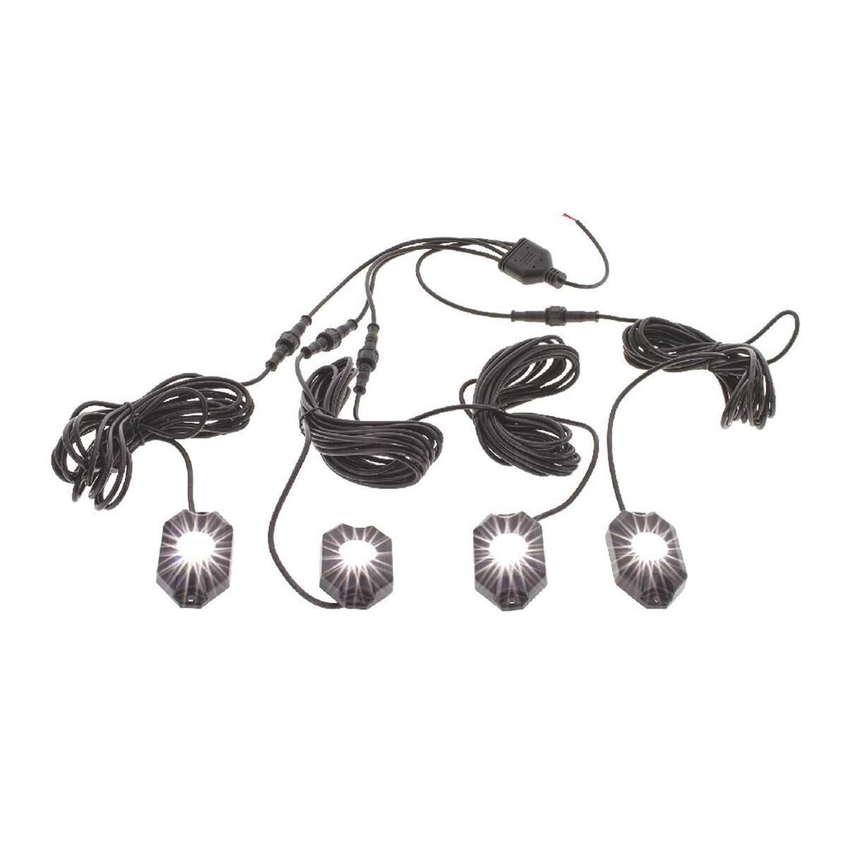 PKT 4 WHT LED ROCK LGHTS 9-32V 18 Watt 120Deg FLOOD BEAM IP68, , scanz_hi-res