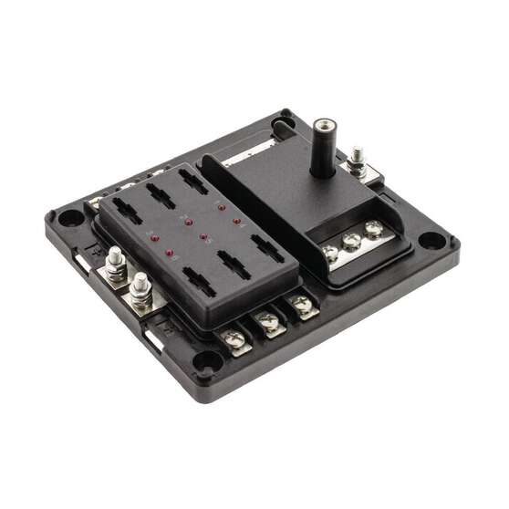 6 WAY FUSE BOX ATS STANDARD BLADE FUSE BUS BAR & LED FAULT * REPLACES 54446BL *, , scanz_hi-res