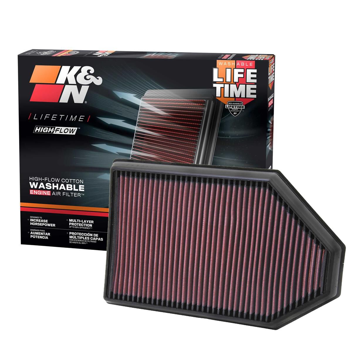 K&N HI-FLOW AIR FILTER - REUSABLE, , scanz_hi-res