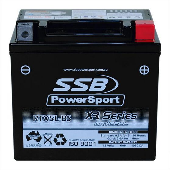 MOTORCYCLE AND POWERSPORTS BATTERY (YTX5L-BS) AGM 12V 6AH 195CCA BY SSB HIGH PERFORMANCE, , scanz_hi-res
