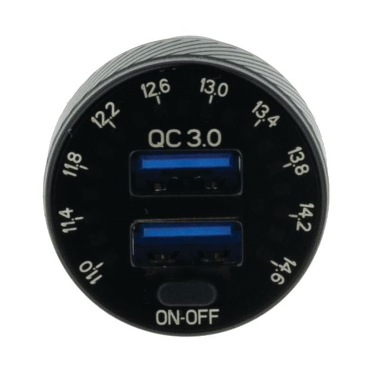 DUAL USB IN CAR SOCKET CHARGER DUAL QC3.0 WITH VOLTMETER & SWITCH, , scanz_hi-res