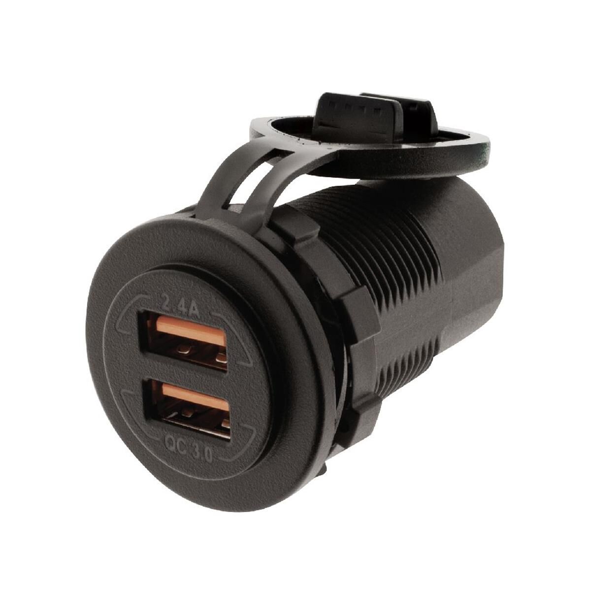 DUAL USB SOCKET PORT A- 5v 2.4a PORT B- QC3.0 3.6-12v 18w  NON LED VERSION      HULK 4X4, , scanz_hi-res