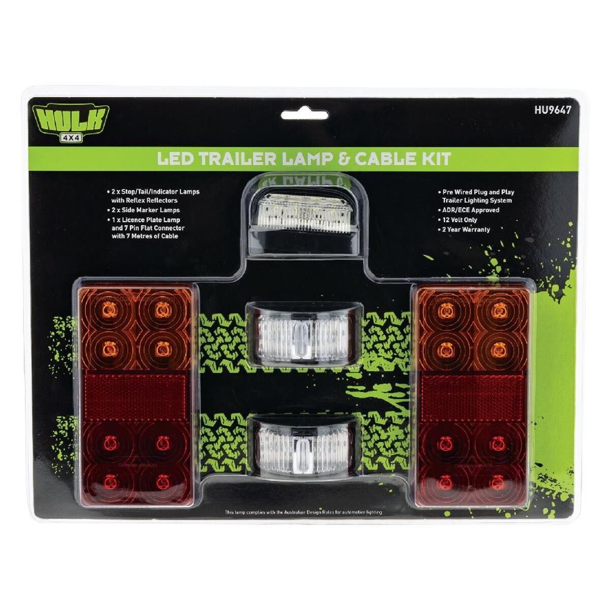 TRAILER LMP KIT INCL 2xHU9645B W/8m LEAD,LIC PLTE LMP, 2xMRKR LMPS 7 PIN FLAT PLG, , scanz_hi-res