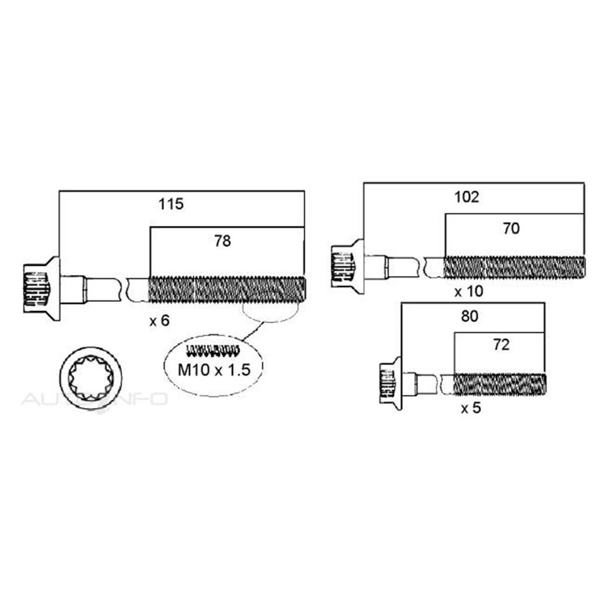 HEAD BOLT SET SSANGYONG OM662, , scanz_hi-res
