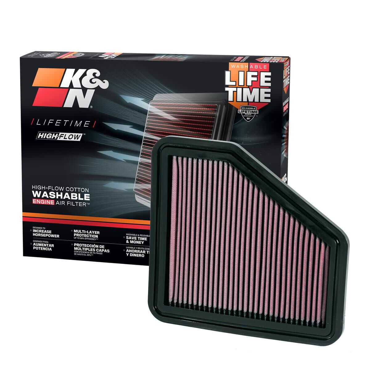 K&N HI-FLOW AIR FILTER - REUSABLE, , scanz_hi-res