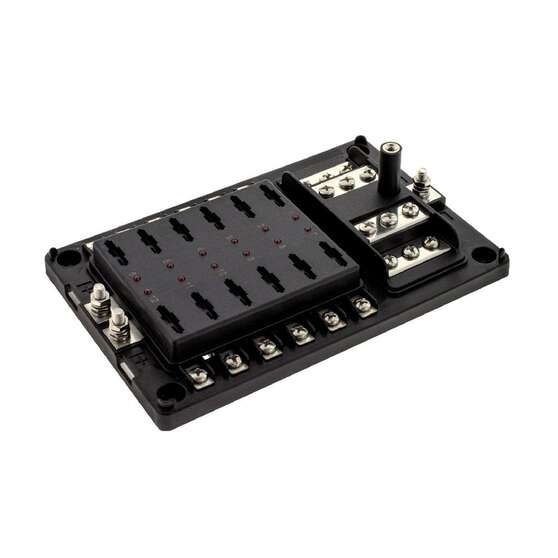 12 WAY FUSE BOX ATS STANDARD BLADE FUSE BUS BAR & LED FAULT * REPLACES 54450BL *, , scanz_hi-res