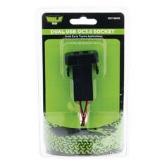 DUAL USB SOCKET QC3 OE RPL T/S EARLY TOYOTA GREEN LED 40 x 22mm, , scanz_hi-res