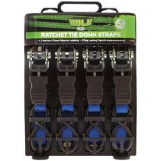 QTY 4 HD RATCHET TIEDOWN 4.5m 270kg LASHING 25mm BLUE HULK 4x4, , scanz_hi-res