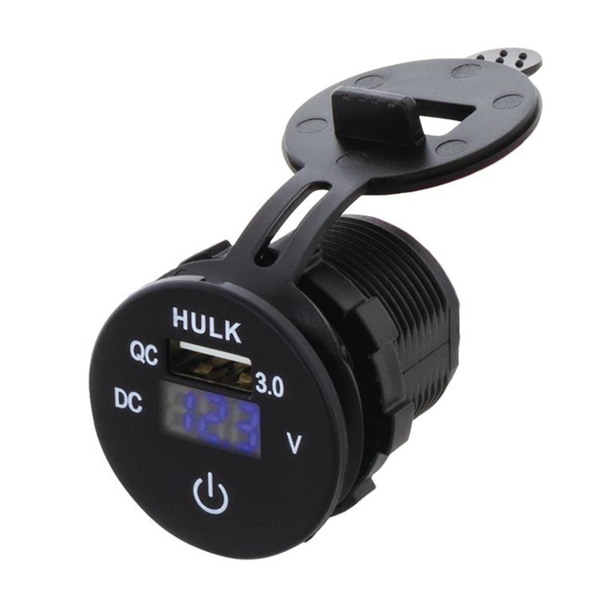 VOLTMETER 6-30V WITH QC3 USB & TOUCH SWITCH BLUE LED                       HULK 4x4, , scanz_hi-res