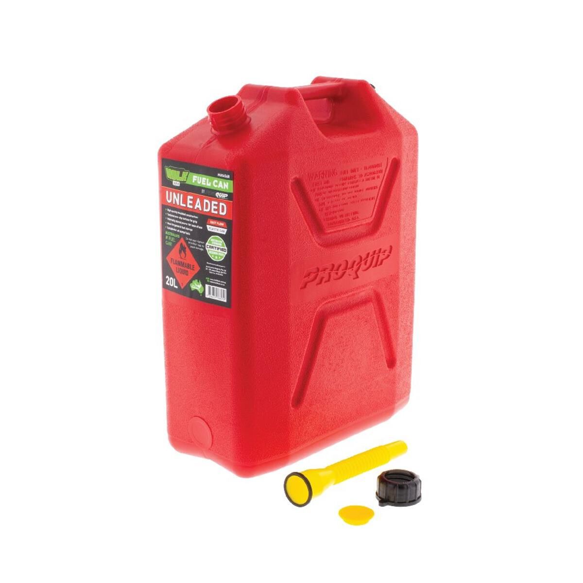 FAST FLOW PLASTIC FUEL CAN 20LT UNLEADED RED, , scanz_hi-res