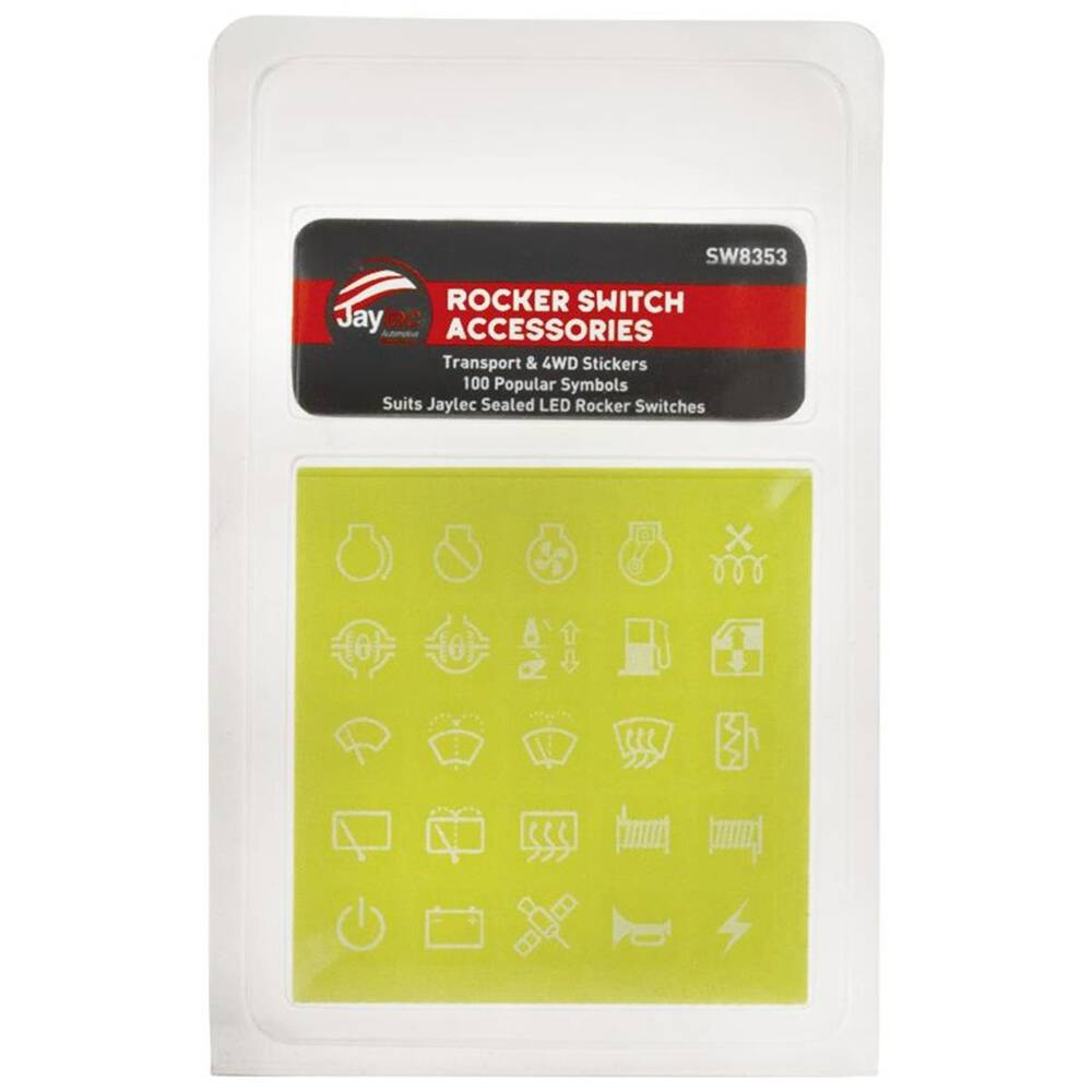 Standard Rocker Switch Sticker Jaylec Rocker Switch Stickers Pkt100 - SW8353 | Supercheap Auto New Zealand