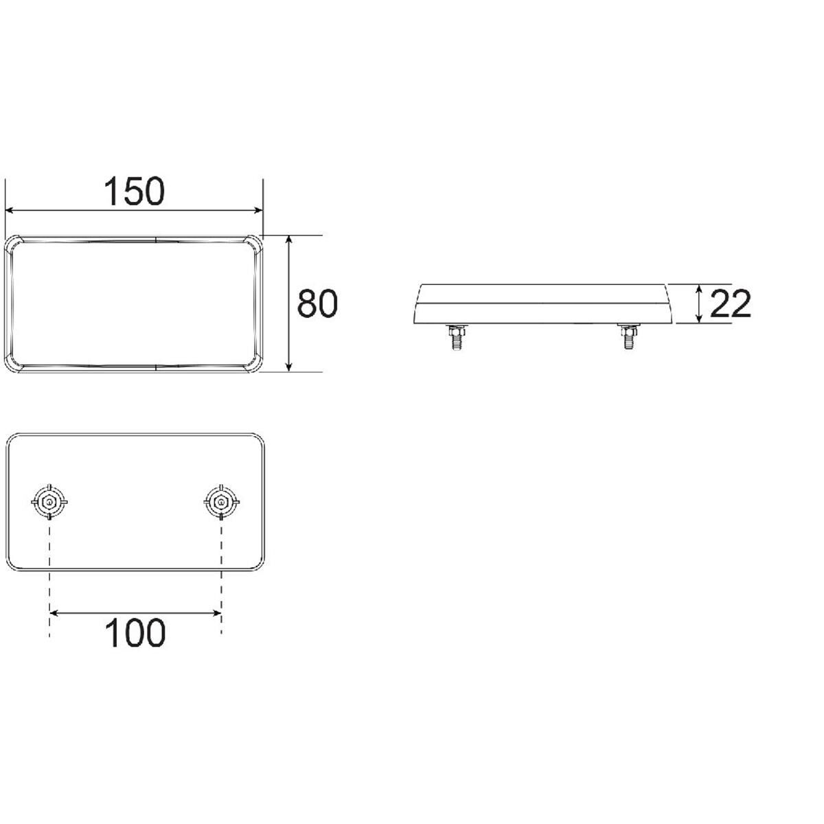 LED STOP/TAIL/INDICATOR LAMP 12V WITH REFLEX REFLECTOR 150 x 80 x 24mm, , scanz_hi-res