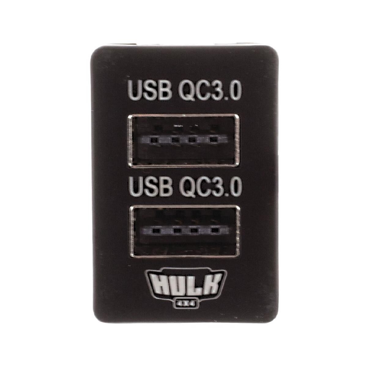 DUAL USB SOCKET QC3 OE RPL T/S LATE TOYOTA BLUE LED  33 x 22mm            HULK 4x4, , scanz_hi-res