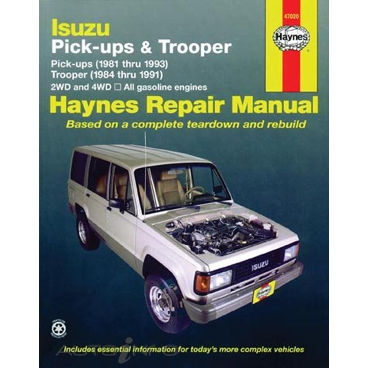 ISUZU PICK-UP, TROOPER AND TROOPER II HAYNES REPAIR MANUAL COVERING MODELS WITH GASOLINE ENGINES, PICK-UPS (1981 THRU 1993), TROOPER AND TROOPER II (1984 THRU 1991), , scanz_hi-res