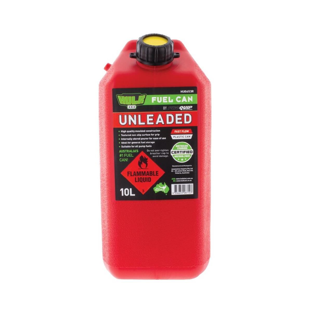FAST FLOW PLASTIC FUEL CAN 10LT UNLEADED RED, , scanz_hi-res