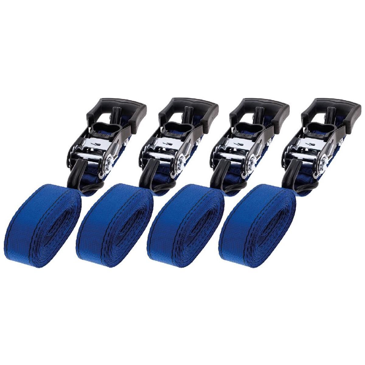 QTY 4 HD RATCHET TIE DOWN STRAPS 6.65m x 38mm BLUE  HULK 4x4, , scanz_hi-res