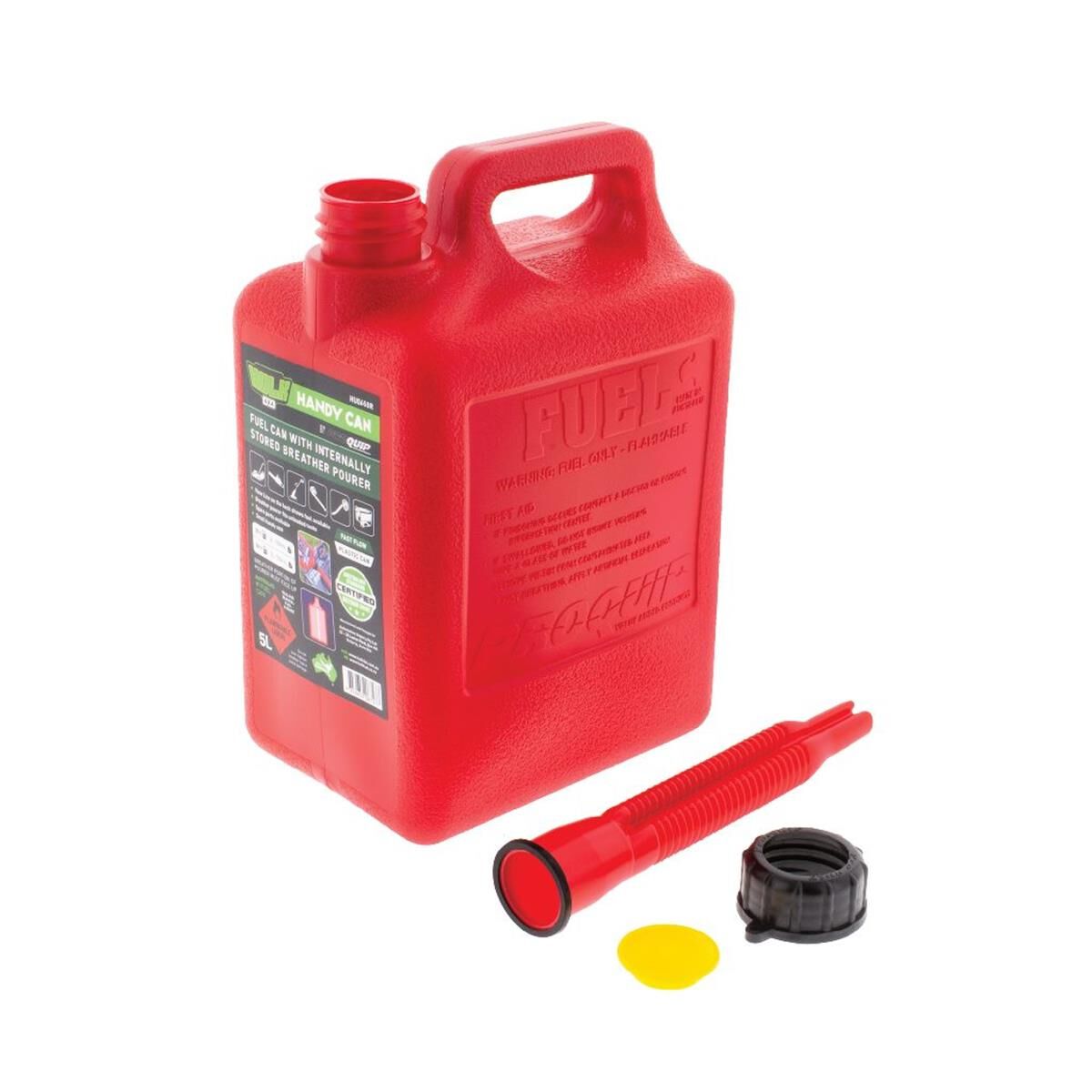 5LT PLASTIC HANDY FUEL CAN RED WITH POURER ALL TYPE OF FUEL, , scanz_hi-res