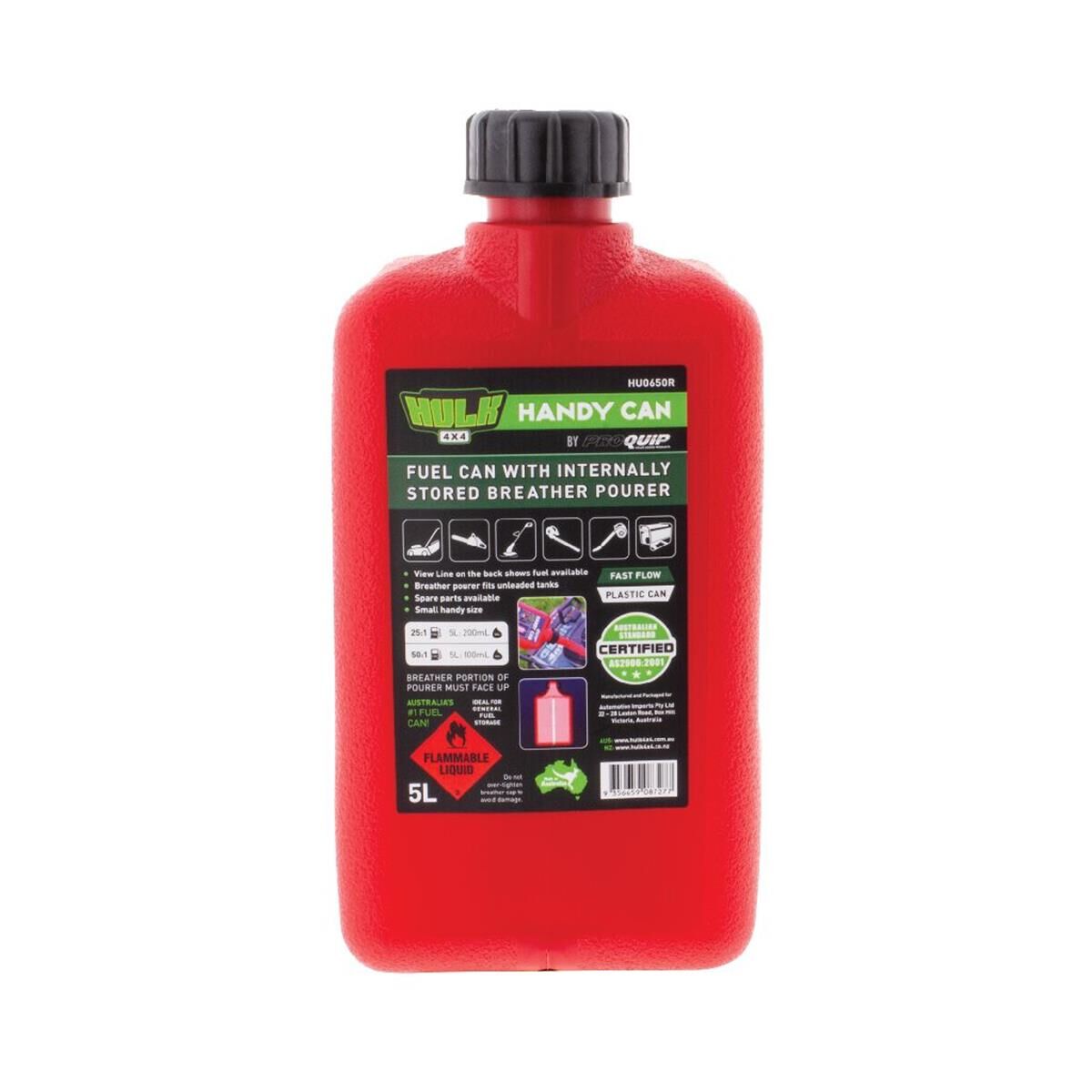 5LT PLASTIC HANDY FUEL CAN RED WITH POURER ALL TYPE OF FUEL, , scanz_hi-res