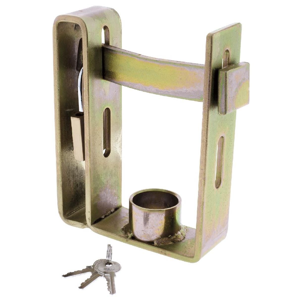 HULK TRAILER COUPLING LOCK INCLUDES PADLOCK & KEYS 190mmH X 145mm W 3mm, , scanz_hi-res
