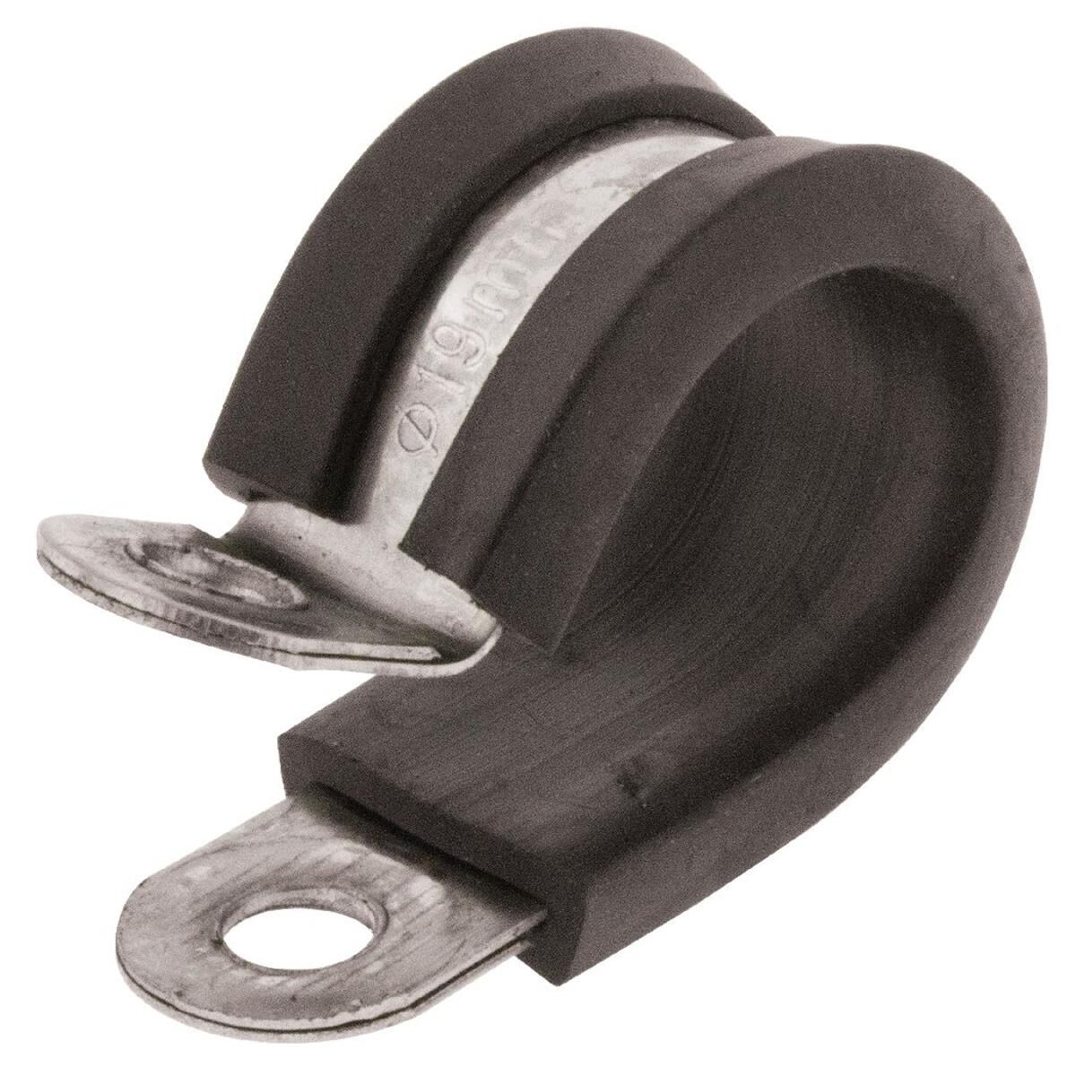 PKT 10 P CLIP 19mm STAINLESS STEEL WITH RUBBER INSERT REINFORCED MOUNTING JAYLEC, , scanz_hi-res