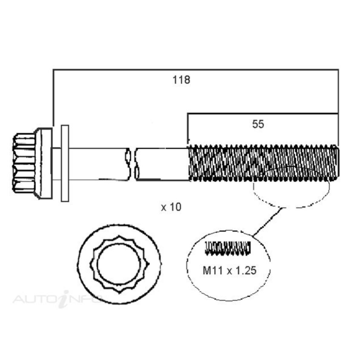HEAD BOLT SET MITSUBISHI 4D68 4D68T, , scanz_hi-res
