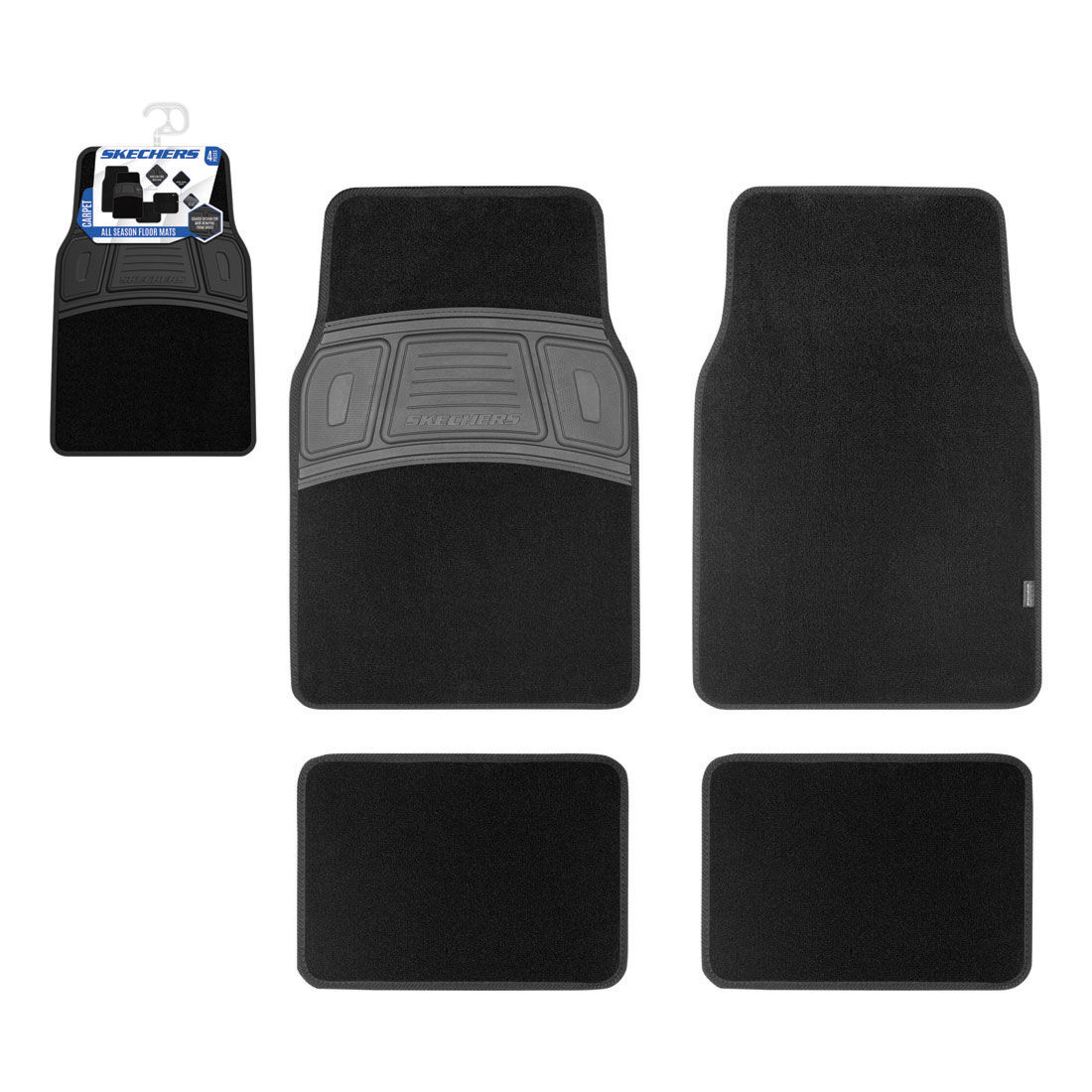 Skechers Carpet Floor Mats Black Front & Rear Set, , scanz_hi-res