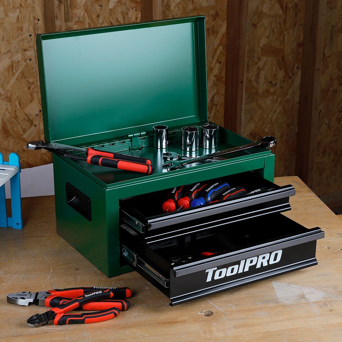 ToolPRO 15" Heavy Duty Mini Tool Chest Green, , scanz_hi-res