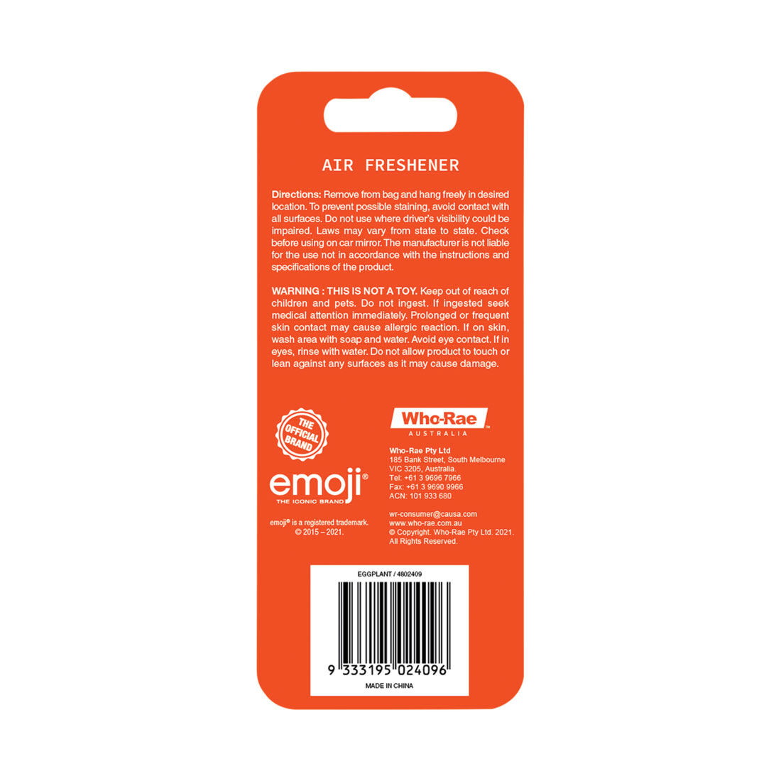 Emoji Eggplant Air Freshener Grape, , scanz_hi-res
